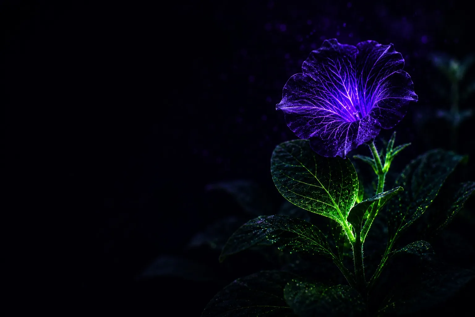 Purple and green illuminated flower concept art