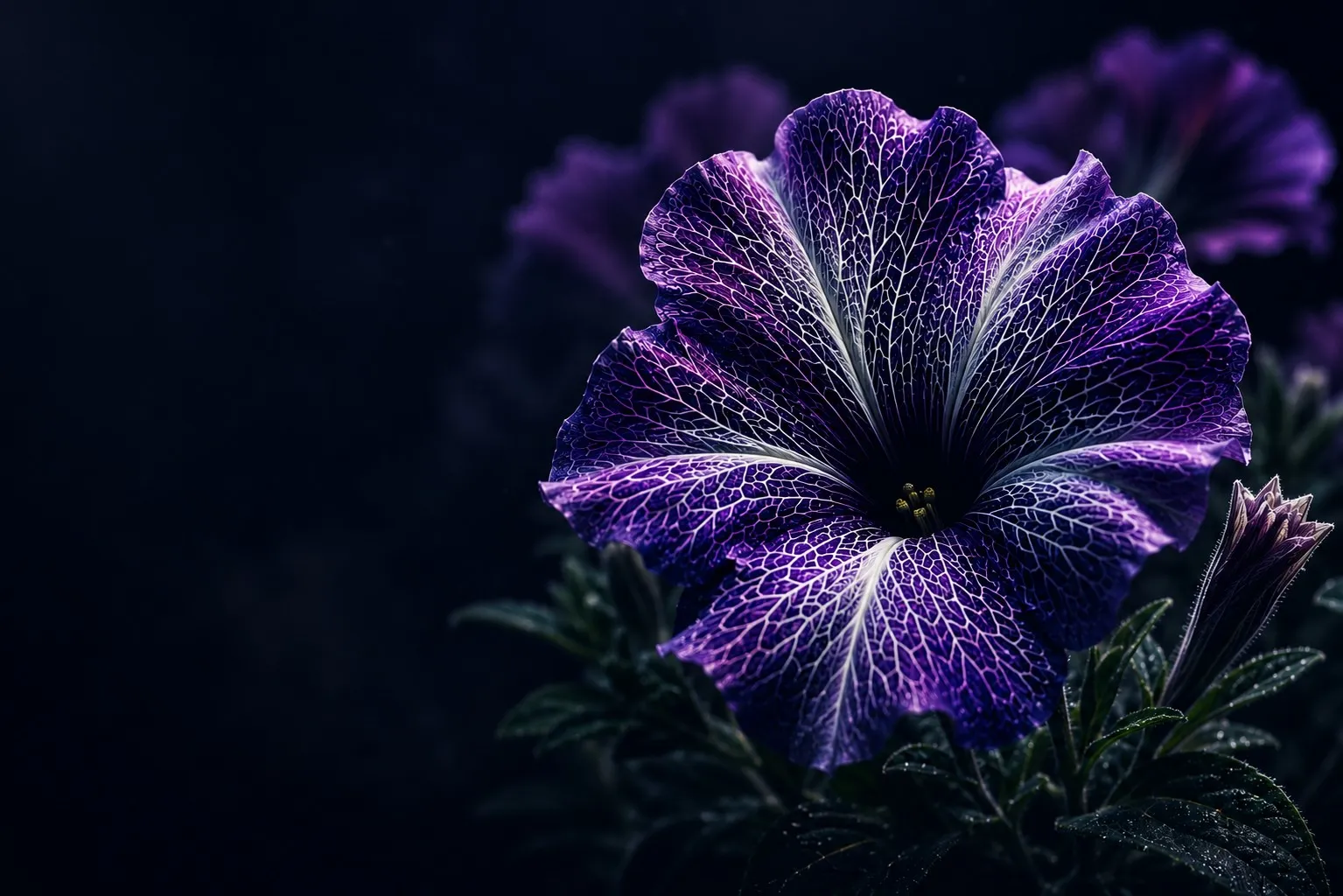 Purple illuminated programmable plant flower